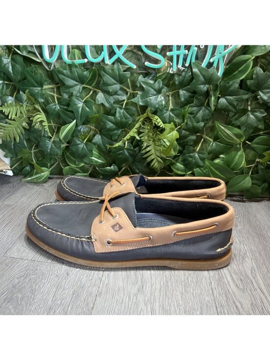 SPERRY Top Sider A/O Men\'s Sz 15 Tan Blue Leather Boat Deck Shoes main image 5